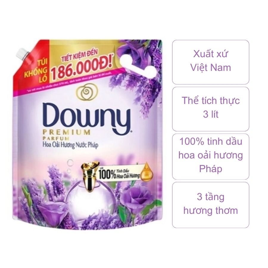 Nước xả vải Downy hương oải hương (túi 3 lít)