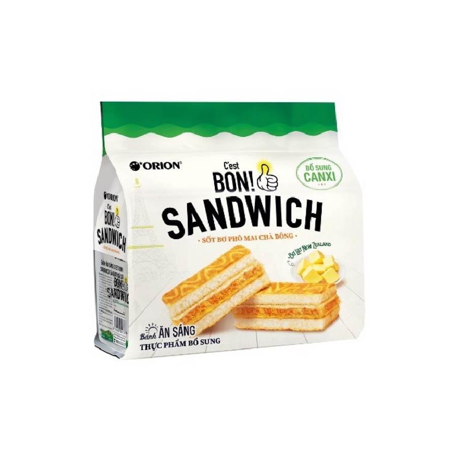 Bánh ăn sáng C'est Bon Sandwich xốt bơ phô mai chà bông (túi 6 gói)