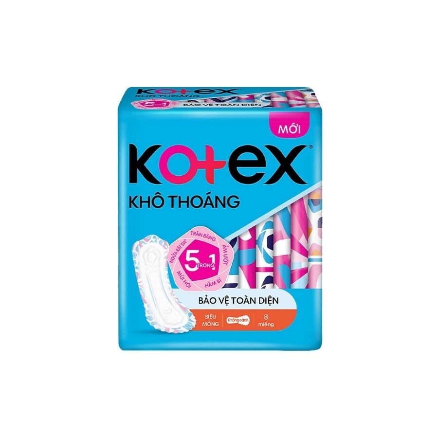 Băng vệ sinh Kotex khô thoáng siêu mỏng không cánh (gói 8 miếng)