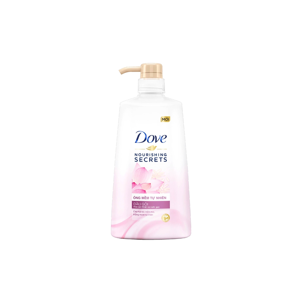 Dầu gội Dove óng mềm tự nhiên hương sen (chai 640g)