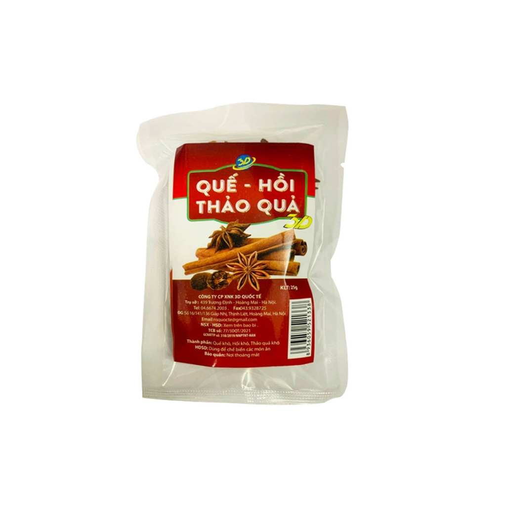 Gói gia vị quế, hồi, thảo quả 3D (túi 25gr)