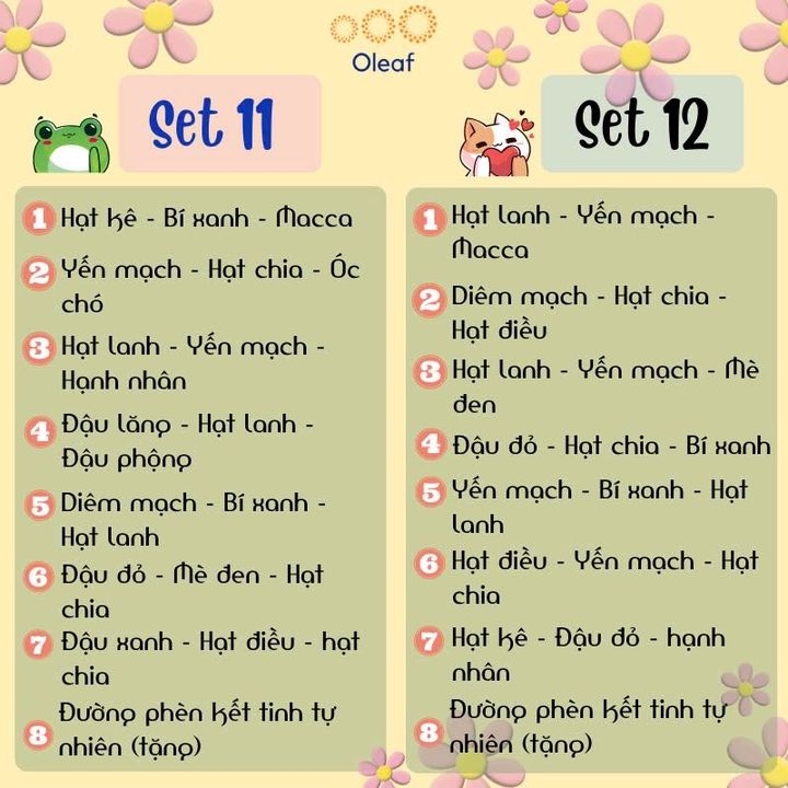 Set Hạt Nấu Sữa Hạt Dinh Dưỡng Mix Sẵn 7 Ngày [Tặng Đường Phèn] Cho Gia Đình Con Nhỏ, Mẹ Bầu, Người Già - OLEAF Sữa Hạt