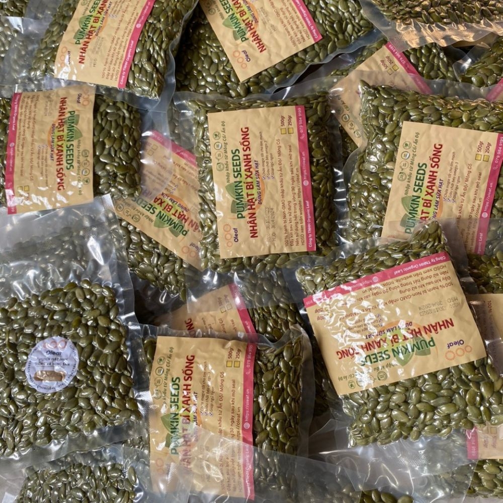 Nhân Hạt Bí Xanh Sống - Chín Nhập Khẩu Từ Mông Cổ/Ấn Độ Nguyên Vị Thơm Ngon OLEAF