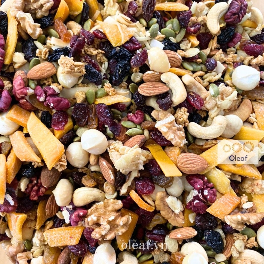 Granola Siêu Hạt Ngũ Cốc Ăn Kiêng Giảm Cân VIP Siêu Hạt, Không Yến Mạch, OLEAF Dinh Dưỡng Eat Clean