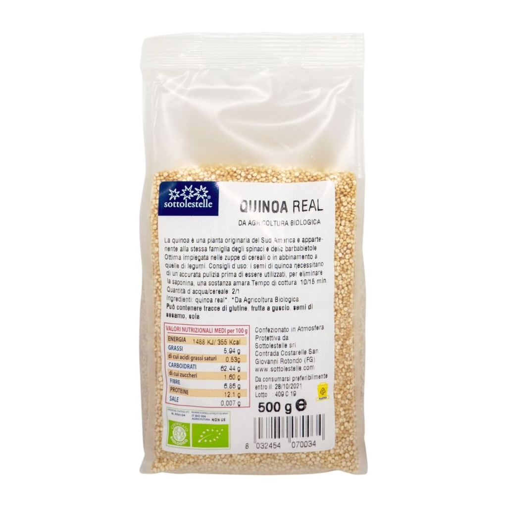 Hạt diêm mạch trắng hữu cơ Quinoa Sottolestelle 500gr