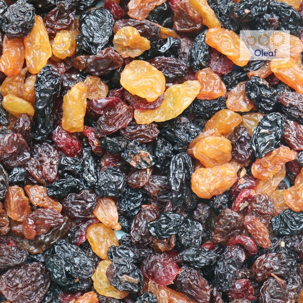 Nho Khô 3 Màu Mix Nho Nâu, Nho Đen, Nho Đỏ Nhập Khẩu Chính Ngạch Từ Chile - OLEAF Trái Cây Sấy Loại 1