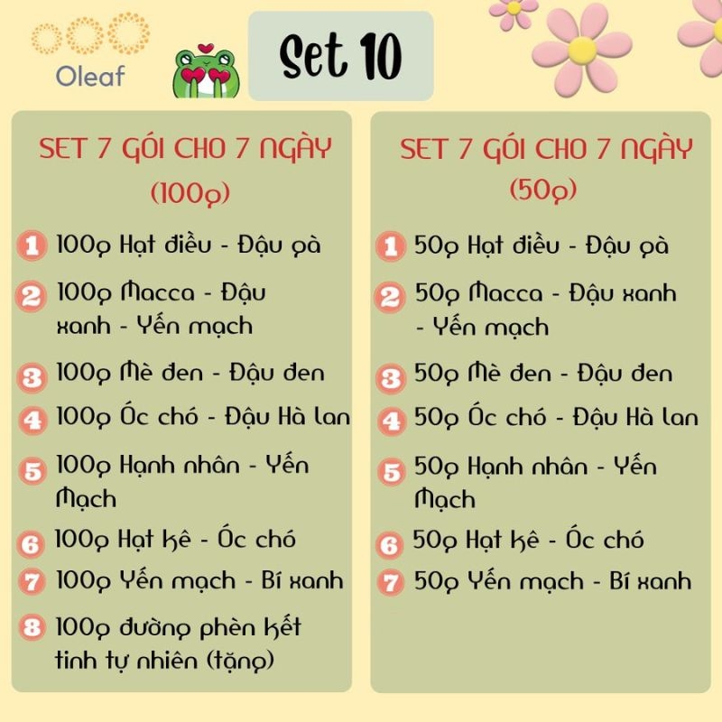 Set Hạt Nấu Sữa Hạt Dinh Dưỡng Mix Sẵn 7 Ngày [Tặng Đường Phèn] Cho Gia Đình Con Nhỏ, Mẹ Bầu, Người Già - OLEAF Sữa Hạt