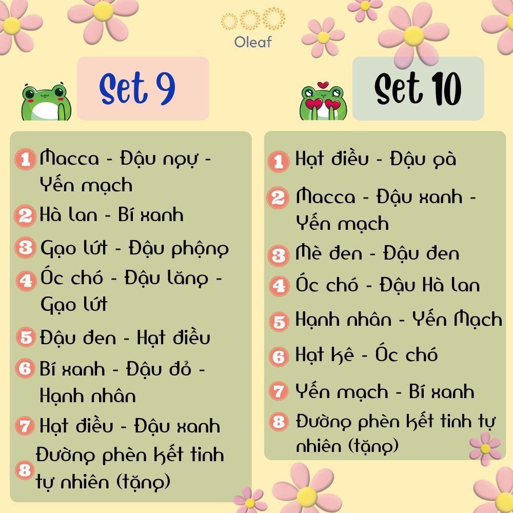 Set Hạt Nấu Sữa Hạt Dinh Dưỡng Mix Sẵn 7 Ngày [Tặng Đường Phèn] Cho Gia Đình Con Nhỏ, Mẹ Bầu, Người Già - OLEAF Sữa Hạt