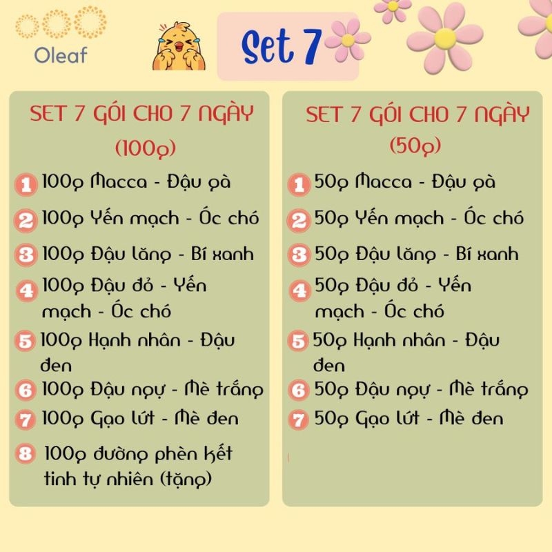 Set Hạt Nấu Sữa Hạt Dinh Dưỡng Mix Sẵn 7 Ngày [Tặng Đường Phèn] Cho Gia Đình Con Nhỏ, Mẹ Bầu, Người Già - OLEAF Sữa Hạt