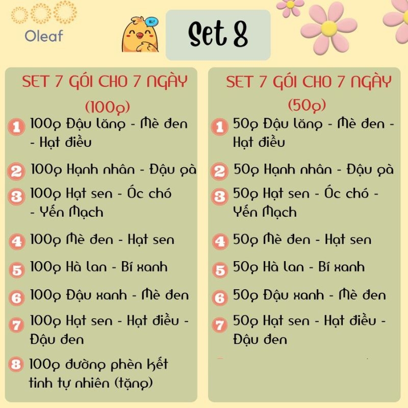 Set Hạt Nấu Sữa Hạt Dinh Dưỡng Mix Sẵn 7 Ngày [Tặng Đường Phèn] Cho Gia Đình Con Nhỏ, Mẹ Bầu, Người Già - OLEAF Sữa Hạt