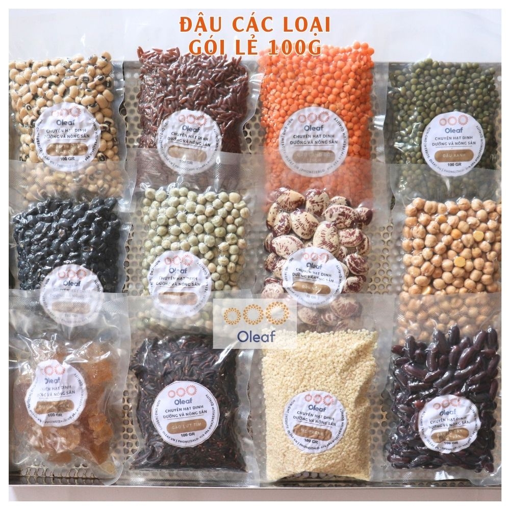 Đậu Và Hạt Dinh Dưỡng Sống Làm Sữa Hạt - 100gram Gói Lẻ Hạt Sống - Ăn Kiêng Giảm Cân, Tốt Cho Sức Khỏe - OLEAF
