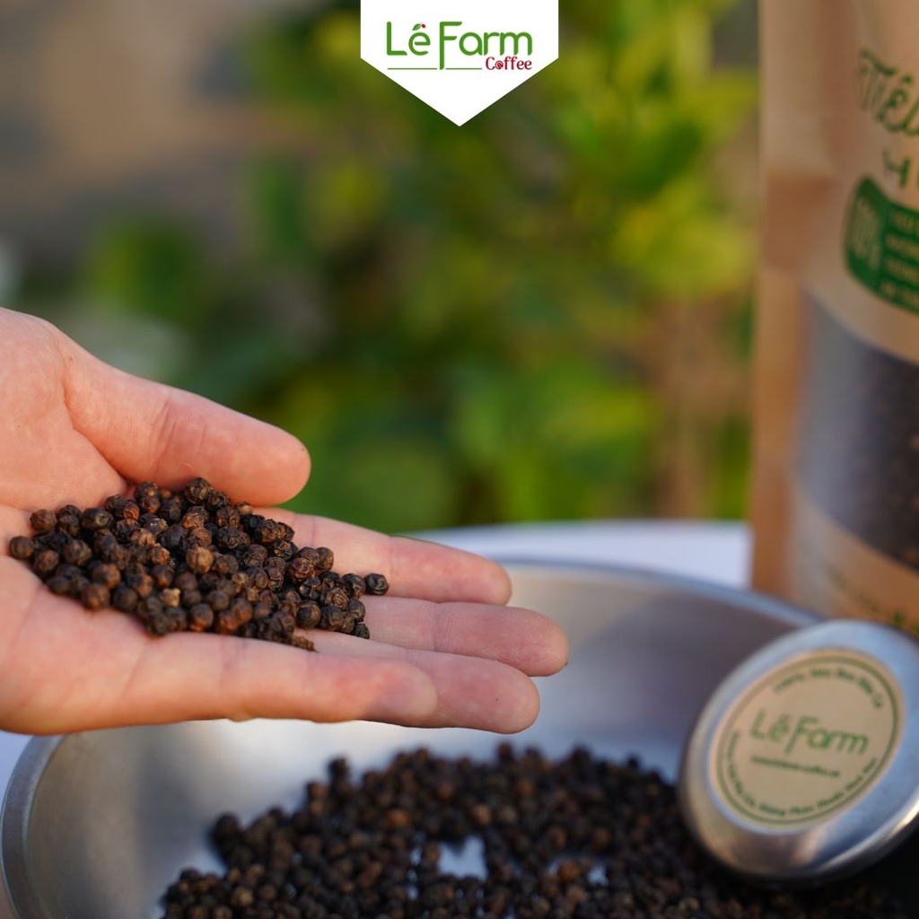 Túi 500g Tiêu Đen Hữu Cơ, Tiêu Sạch Đăk Nông Nguyên Hạt Đã rang - Lê Farm Coffee
