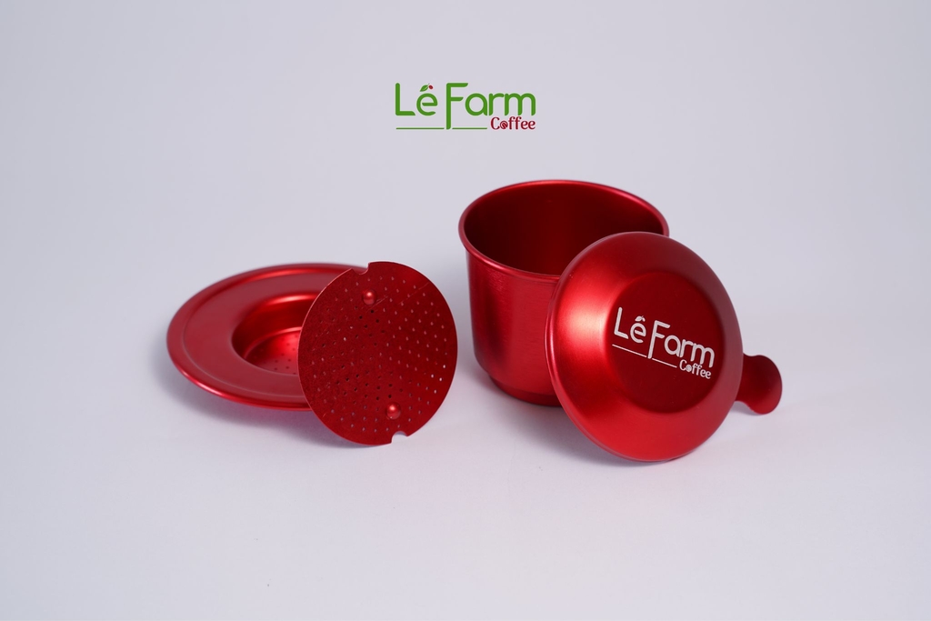 Phin Cà Phê Nhôm Màu Đỏ (Red) Cao Cấp Mạ Anode - Lê Farm Coffee