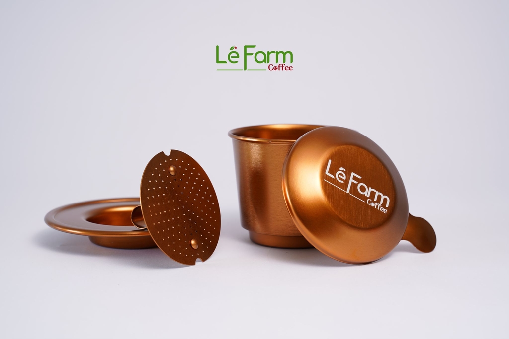 Phin Cà Phê Nhôm Màu Vàng Gold Cao Cấp Mạ Anode - Lê Farm Coffee