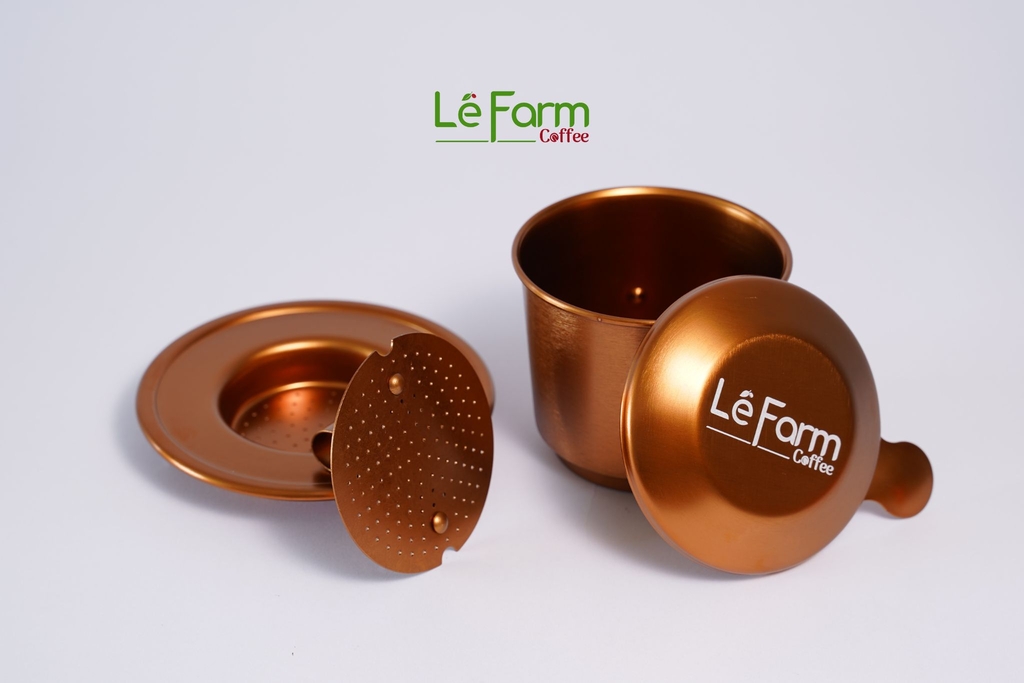 Phin Cà Phê Nhôm Màu Vàng Gold Cao Cấp Mạ Anode - Lê Farm Coffee
