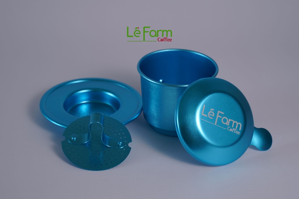Phin Cà Phê Nhôm Màu Xanh Blue Cao Cấp Mạ Anode - Lê Farm Coffee