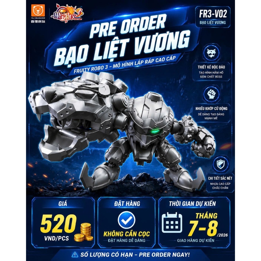 Mô Hình Lắp Ráp Bạo Liệt Vương FR3 V02 (Fruity Robo 3) Chính Hãng Yili Changwan - Robo Trái Cây