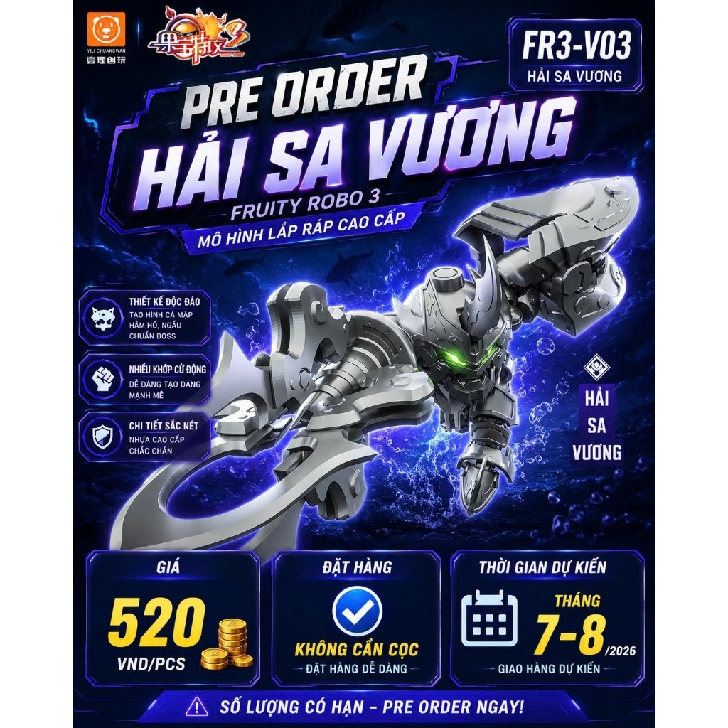 Mô Hình Lắp Ráp FR3-V03 Hải Sa Vương (Sea Shark King) Chính Hãng Yili chuangwan - Robo Trái Cây