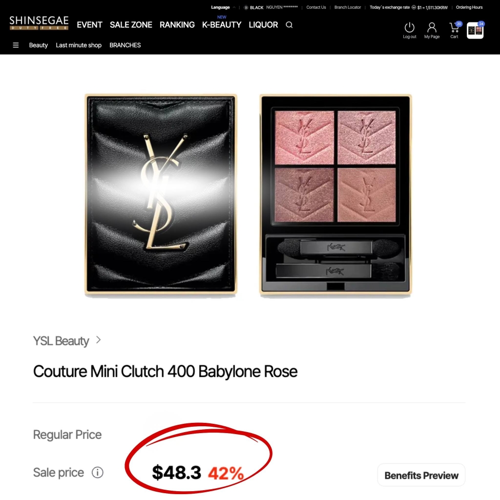 Bảng Phấn Mắt YSL Couture Mini Clutch 400 Babylone Roses 4g - Fullbox Hàng Duty