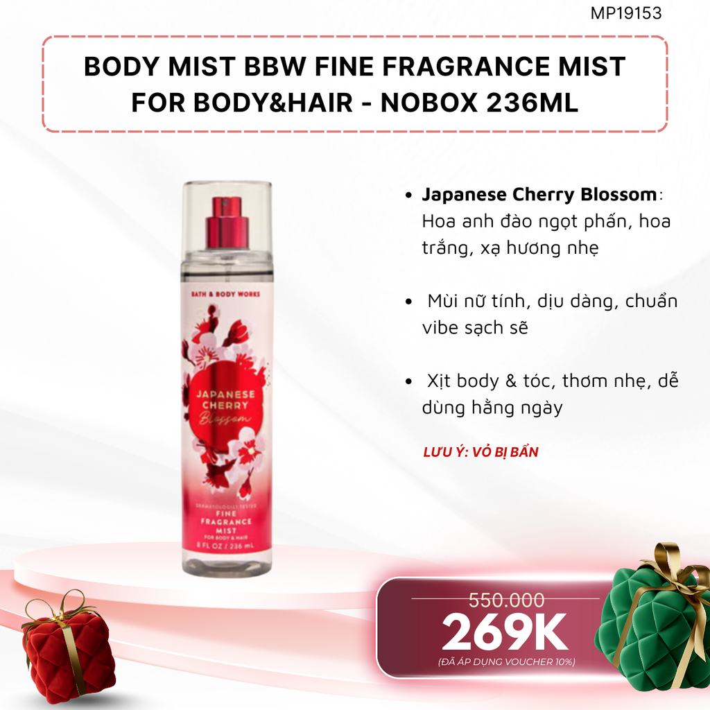Xịt Thơm Body Mist BBW Fine Fragrance Mist For Body&Hair - 236ml Nobox