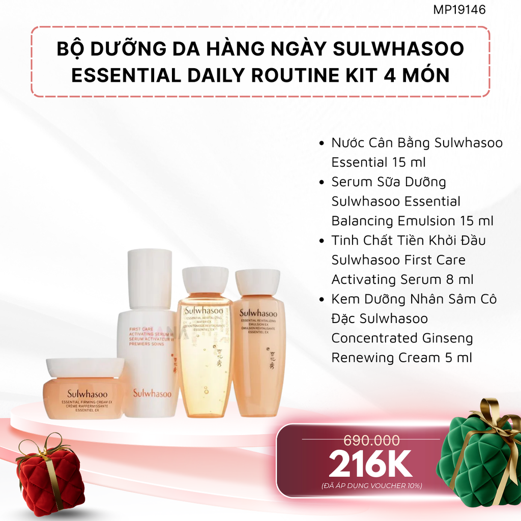 Set 4 Món Dưỡng Da Sulwhasoo Essential Daily Routine Kit - Minisize