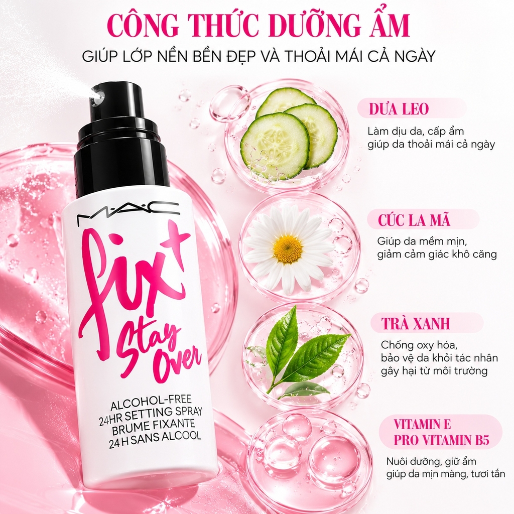 Xịt Khoá Makeup MAC Fix+ Stay Over Setting Spray 13ml Nobox - Hàng Công Ty