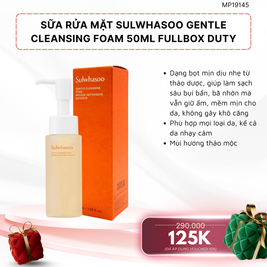 Sữa Rửa Mặt Sulwhasoo Gentle Cleansing Foam - Fullbox Duty