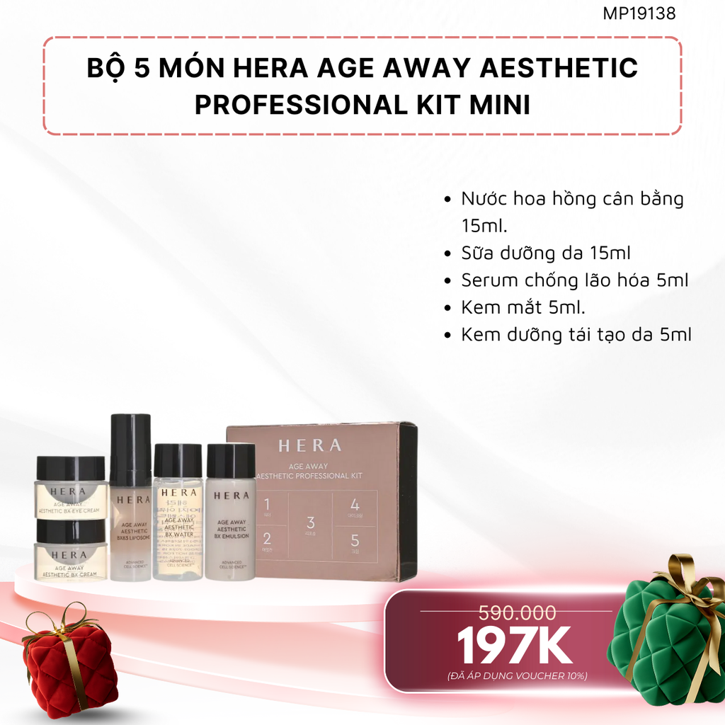 Set Hera Mini Age Away Aesthetic Professional Kit - 5 Món Chống Lão Hóa & Săn Chắc Da