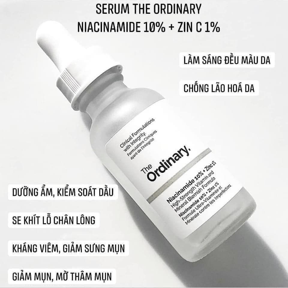 Serum The Ordinary Niacinamide 10% + Zinc 1% Kiềm Dầu Giảm Mụn - Fullbox - Hàng US