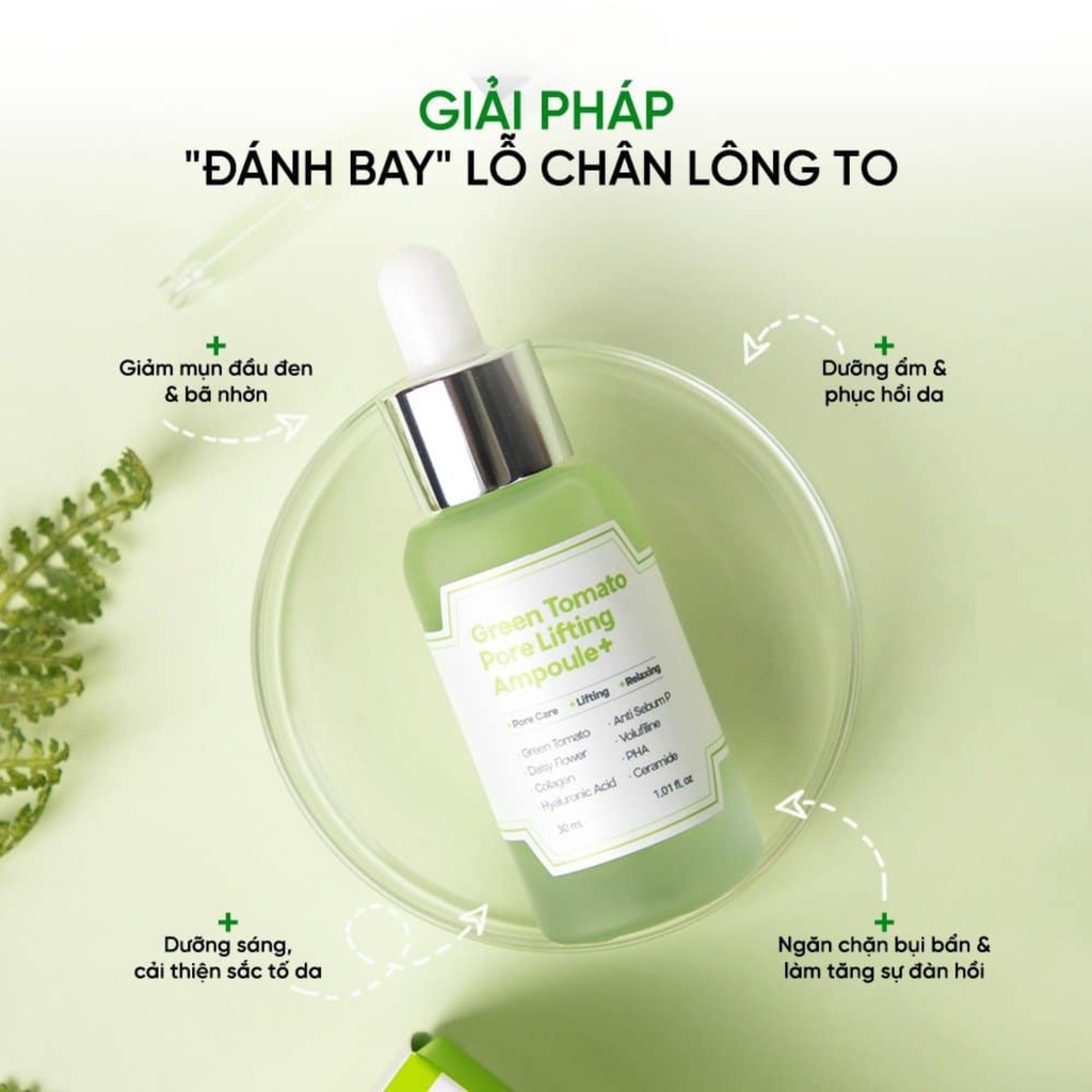 Serum Cà Chua Xanh Sungboon Thu Nhỏ Lỗ Chân Lông Editor Green Tomato Pore Lifting Ampoule+ 30ml (Tách set Nobox)
