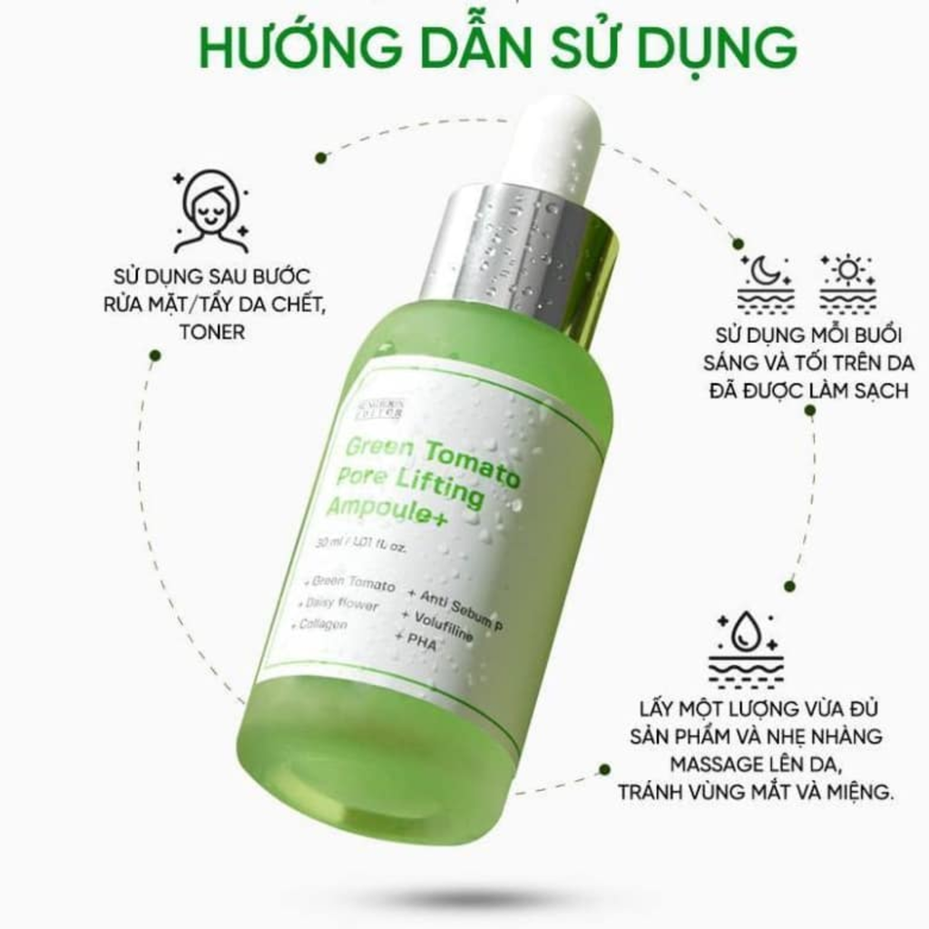 Serum Cà Chua Xanh Sungboon Thu Nhỏ Lỗ Chân Lông Editor Green Tomato Pore Lifting Ampoule+ 30ml (Tách set Nobox)