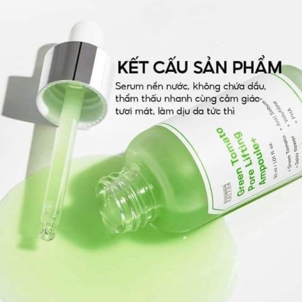 Serum Cà Chua Xanh Sungboon Thu Nhỏ Lỗ Chân Lông Editor Green Tomato Pore Lifting Ampoule+ 30ml (Tách set Nobox)