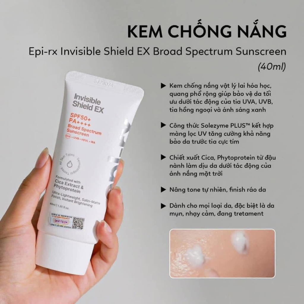 Kem Chống Nắng Epi-rx Invisible Shield EX SPF50+ 40ml - Fullbox Công Ty