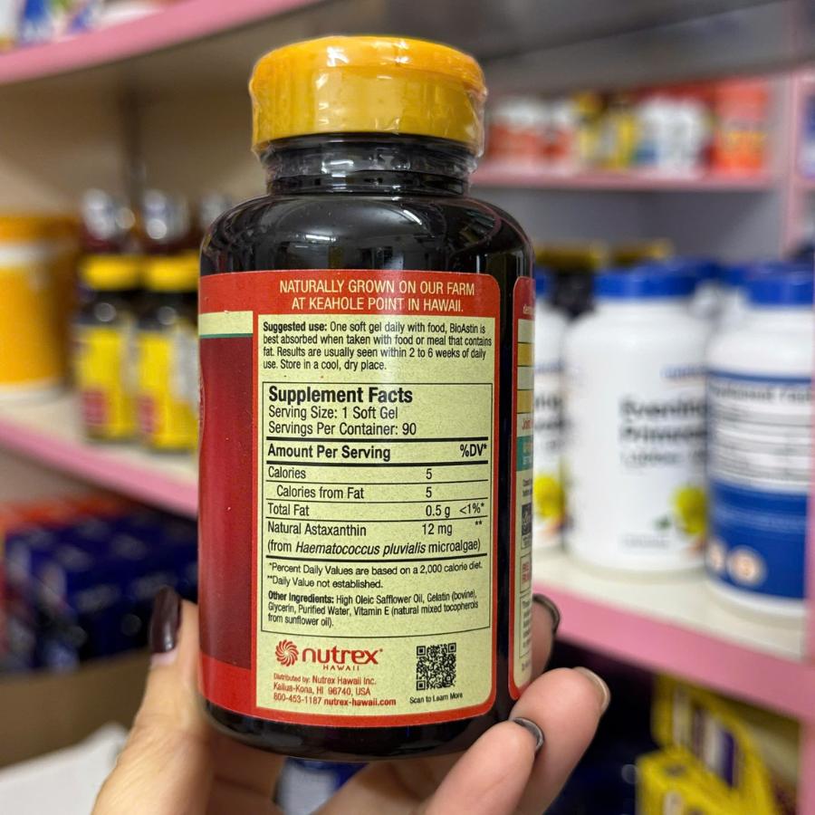 Viên Uống Chống Oxy Hóa Cao Cấp BioAstin Hawaiian Astaxanthin 12mg - 90 Viên Hàng US