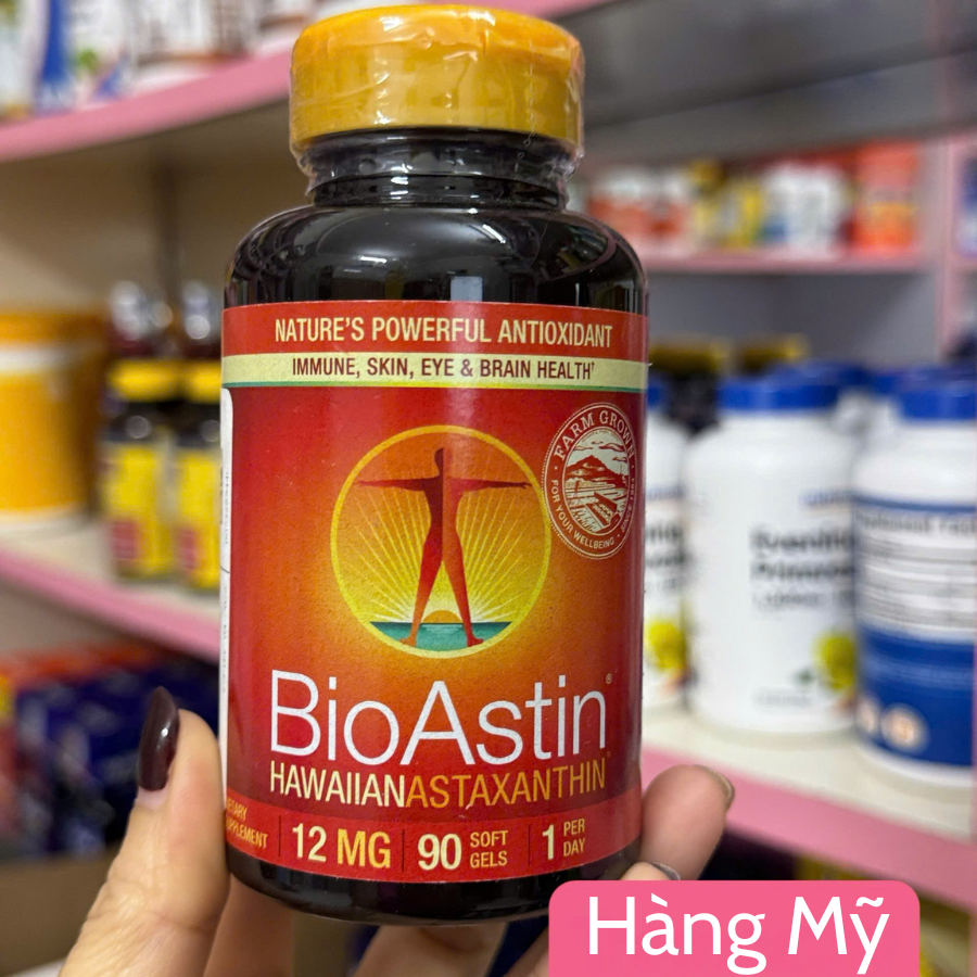 Viên Uống Chống Oxy Hóa Cao Cấp BioAstin Hawaiian Astaxanthin 12mg - 90 Viên Hàng US