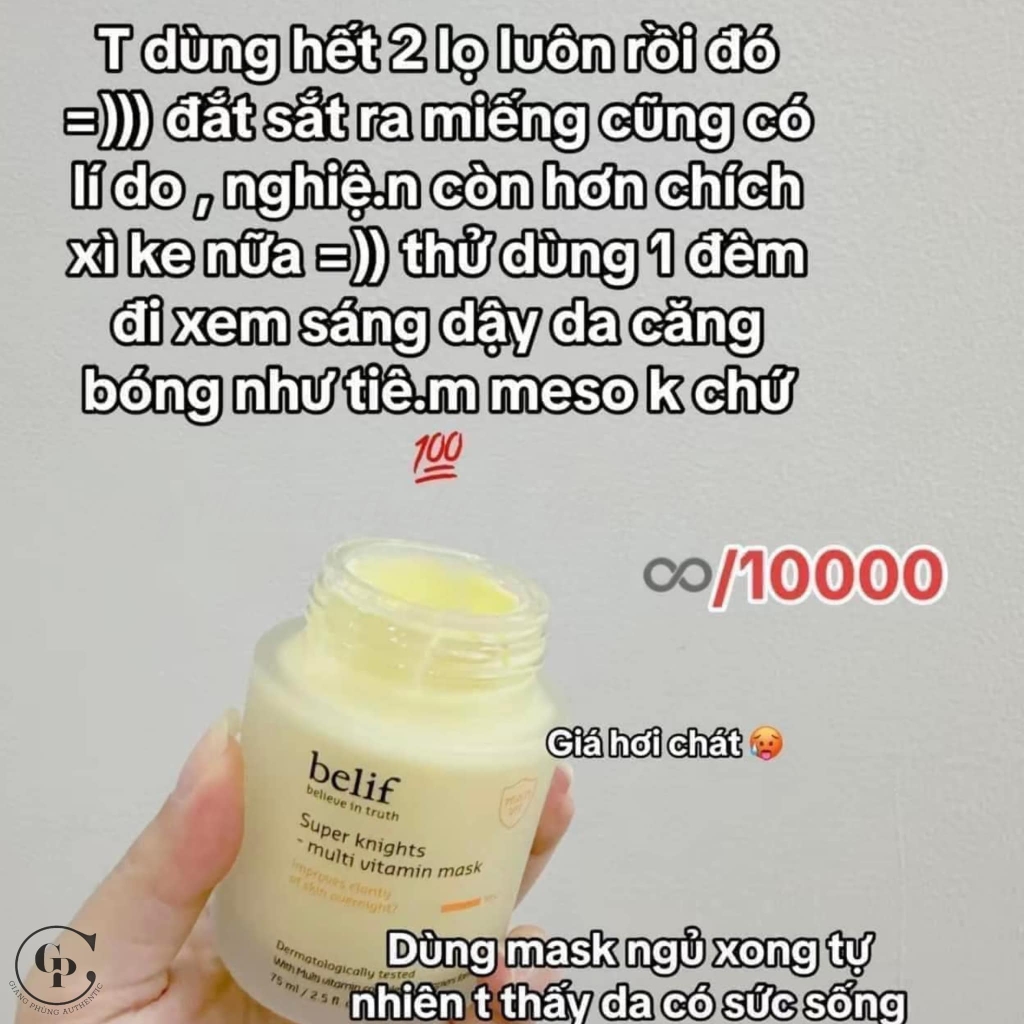Combo 2 Tuýp Mặt Nạ Ngủ Dưỡng Sáng Da Belif Super Knight Multi Vitamin Mask