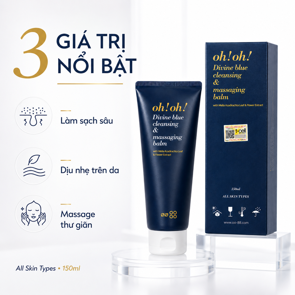 Sáp Tẩy Trang Làm Sạch Sâu Dịu Nhẹ Trẻ Hóa Da Oh Oh! Divine Blue Cleansing & Massaging Balm 150ml - Fullbox - Hàng Công Ty