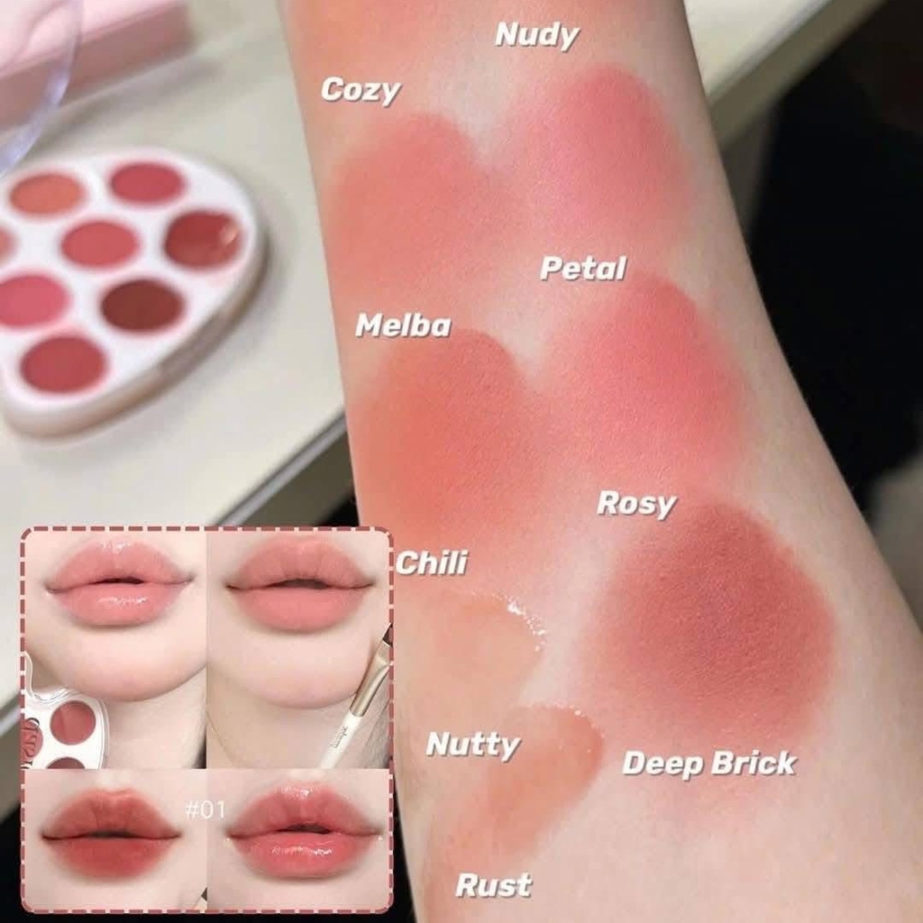 Bảng Son Và Má Hồng Kem 9 Ô Dasique Mood Painting Lip & Cheek 6g
