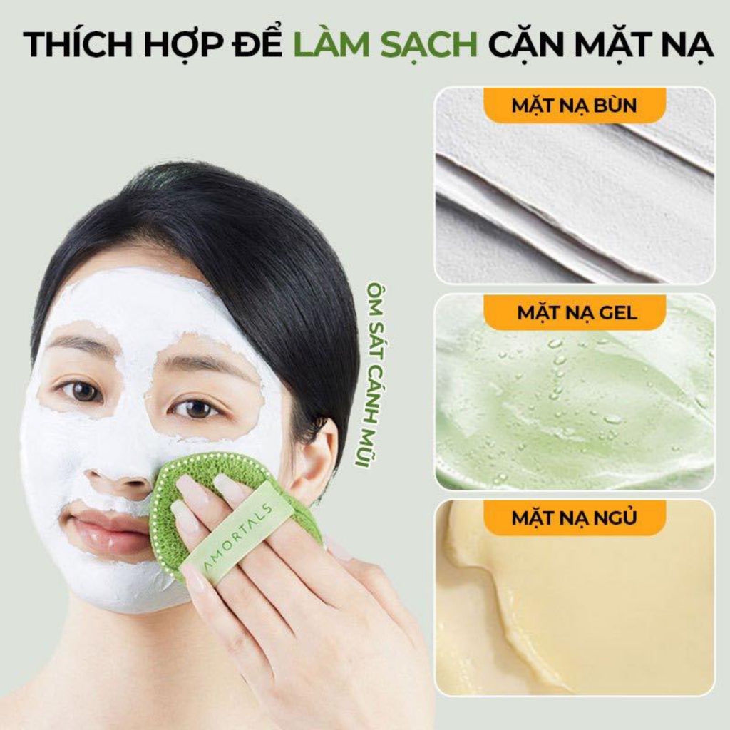 Set 3 bông mút rửa mặt Amortals - Hàng công ty