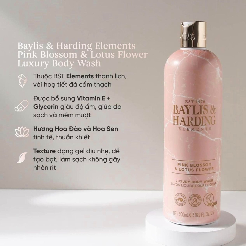 Combo 2 Sữa tắm Baylis & Harding 500ml x 2 Màu Trắng + Màu Hồng