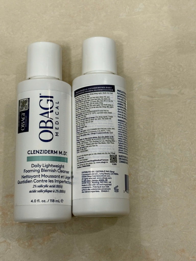 Sữa Rửa Mặt Giảm Mụn Obagi Clenziderm M.D. Foaming Blemish Cleanser 118ml - T7/2027 Hàng Công Ty