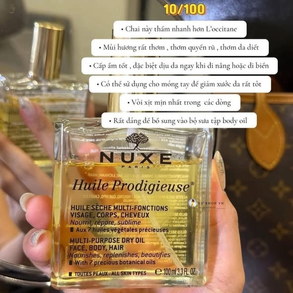 Dầu Dưỡng Khô Đa Năng Nuxe Huile Prodigieuse Oil 100ml - Tách Set Nobox - Hàng Duty