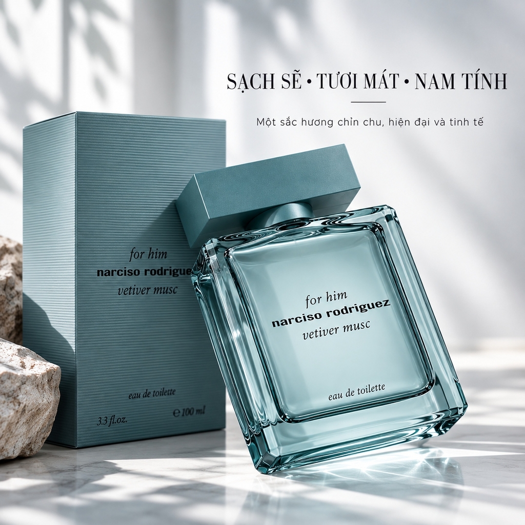 Nước hoa nam Narciso Rodriguez for him Vetiver Musc EDT 100ml Fullbox Hàng US