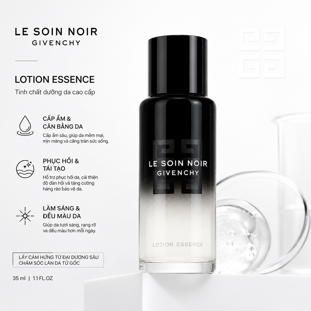 Lotion Essence Givenchy Le Soin Noir Phục Hồi Chống Lão Hoá 35ml - Fullbox - Hàng Duty