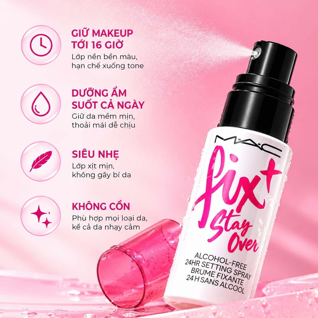 Xịt Khoá Makeup MAC Fix+ Stay Over Setting Spray 13ml Nobox - Hàng Công Ty