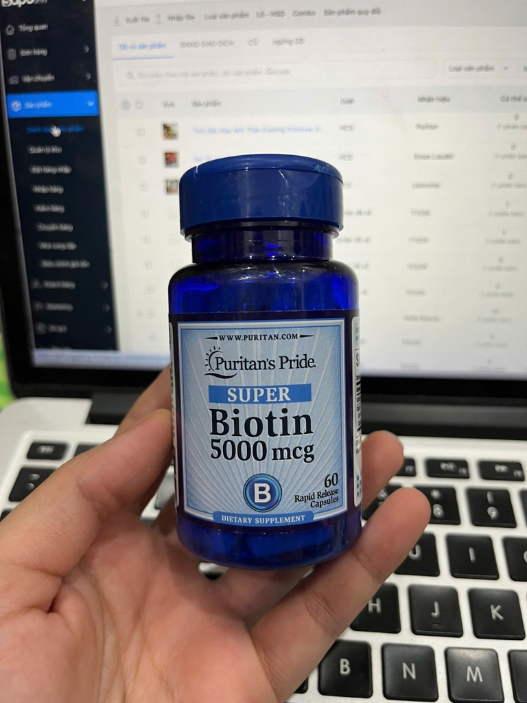 Viên uống Puritan’s Pride Super Biotin giúp mọc tóc & khỏe móng 60v