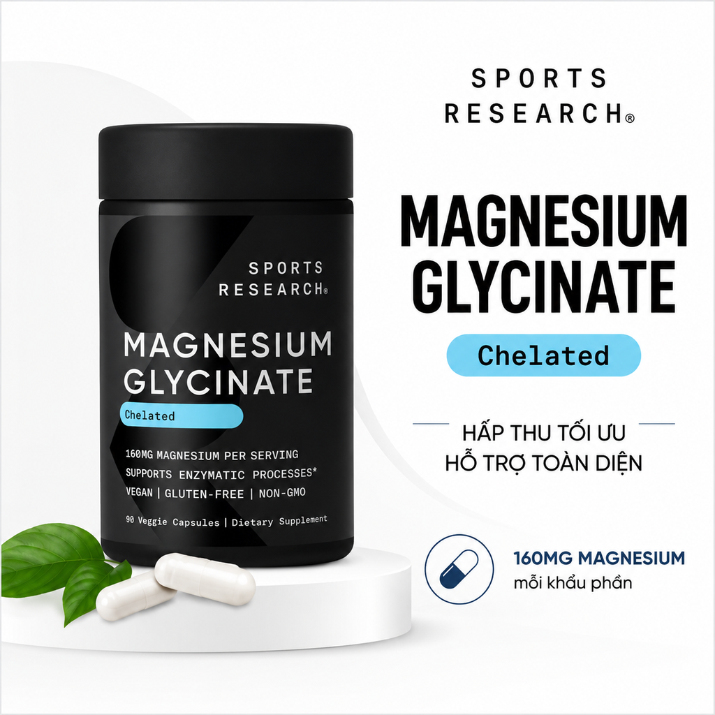 Viên uống Sport Research Magnesium Glycinate Chelated 90 viên