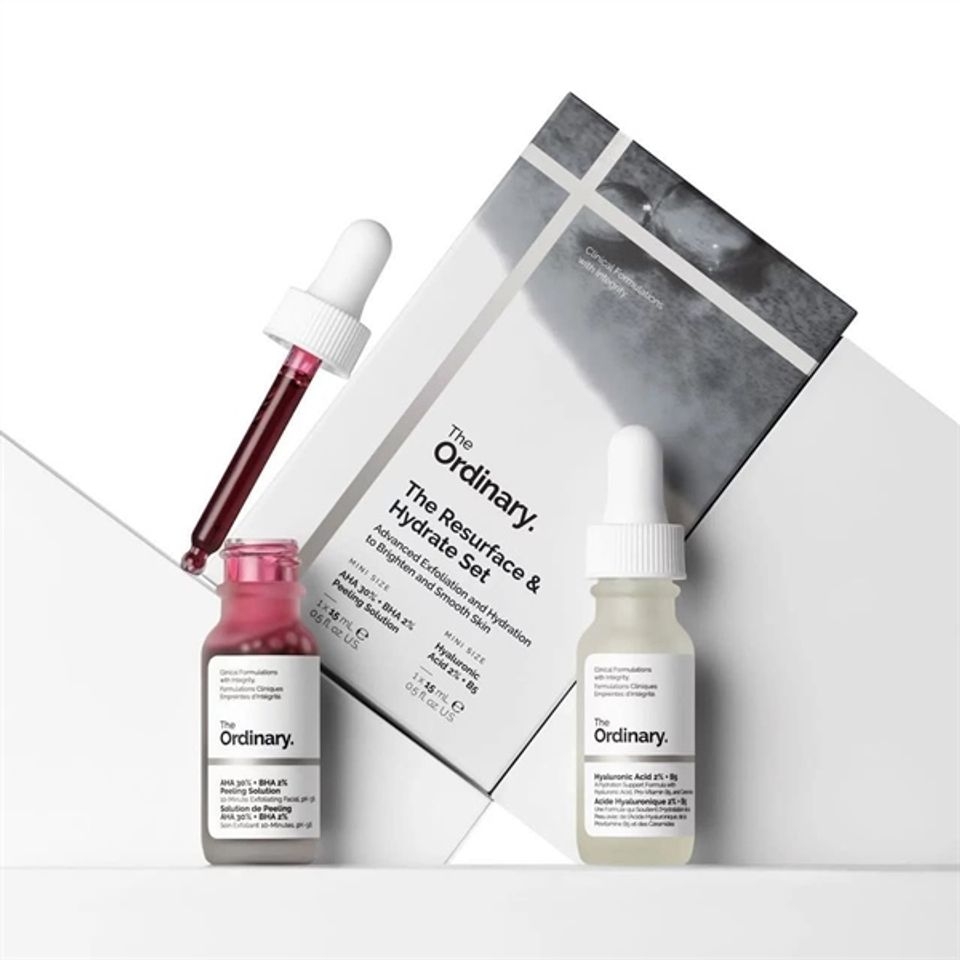 The Ordinary The Resurface & Hydrate Set ( Serum АНА 30%+ВНА 2% Peeling Solution & Serum Hyaluronic Acid 2% + B5) - 15mlx2 - Fullbox Hàng US