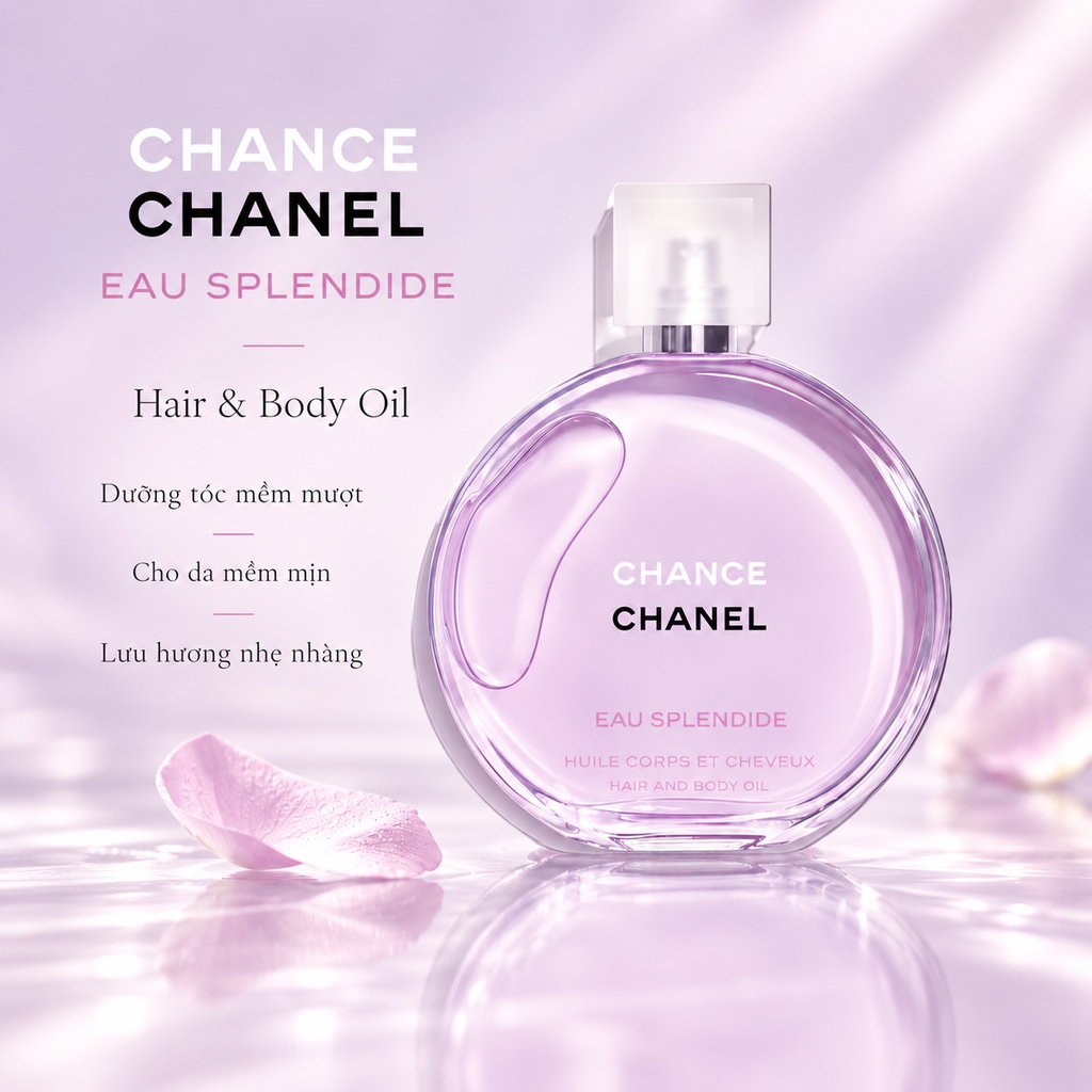 Dầu dưỡng Hair and Body Oil Chanel Chance Eau Splendide 150ml Fullbox Hàng Duty