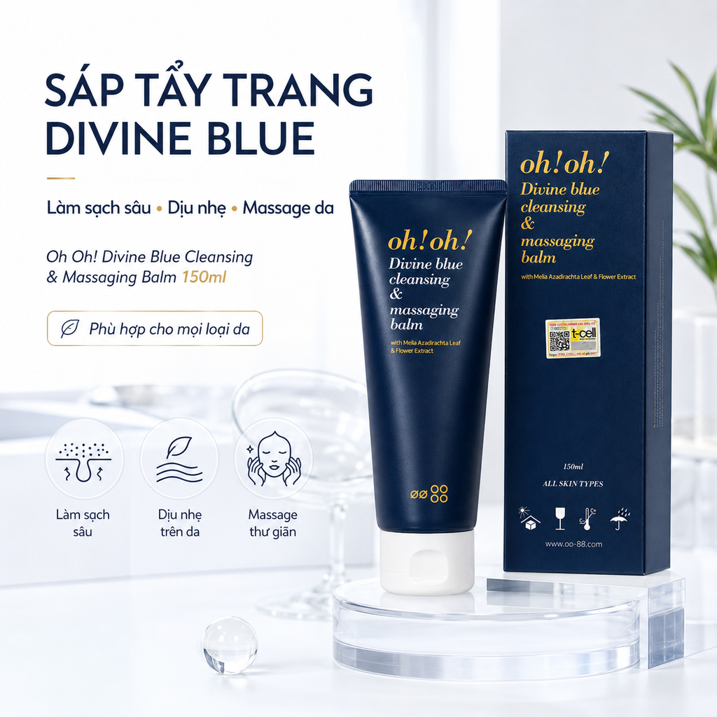 Sáp Tẩy Trang Làm Sạch Sâu Dịu Nhẹ Trẻ Hóa Da Oh Oh! Divine Blue Cleansing & Massaging Balm 150ml - Fullbox - Hàng Công Ty